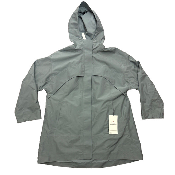 Lululemon Mid-Length Waterproof Rain Coat Jacket BGIB Belgian Blue Gray Size L - Picture 1 of 16